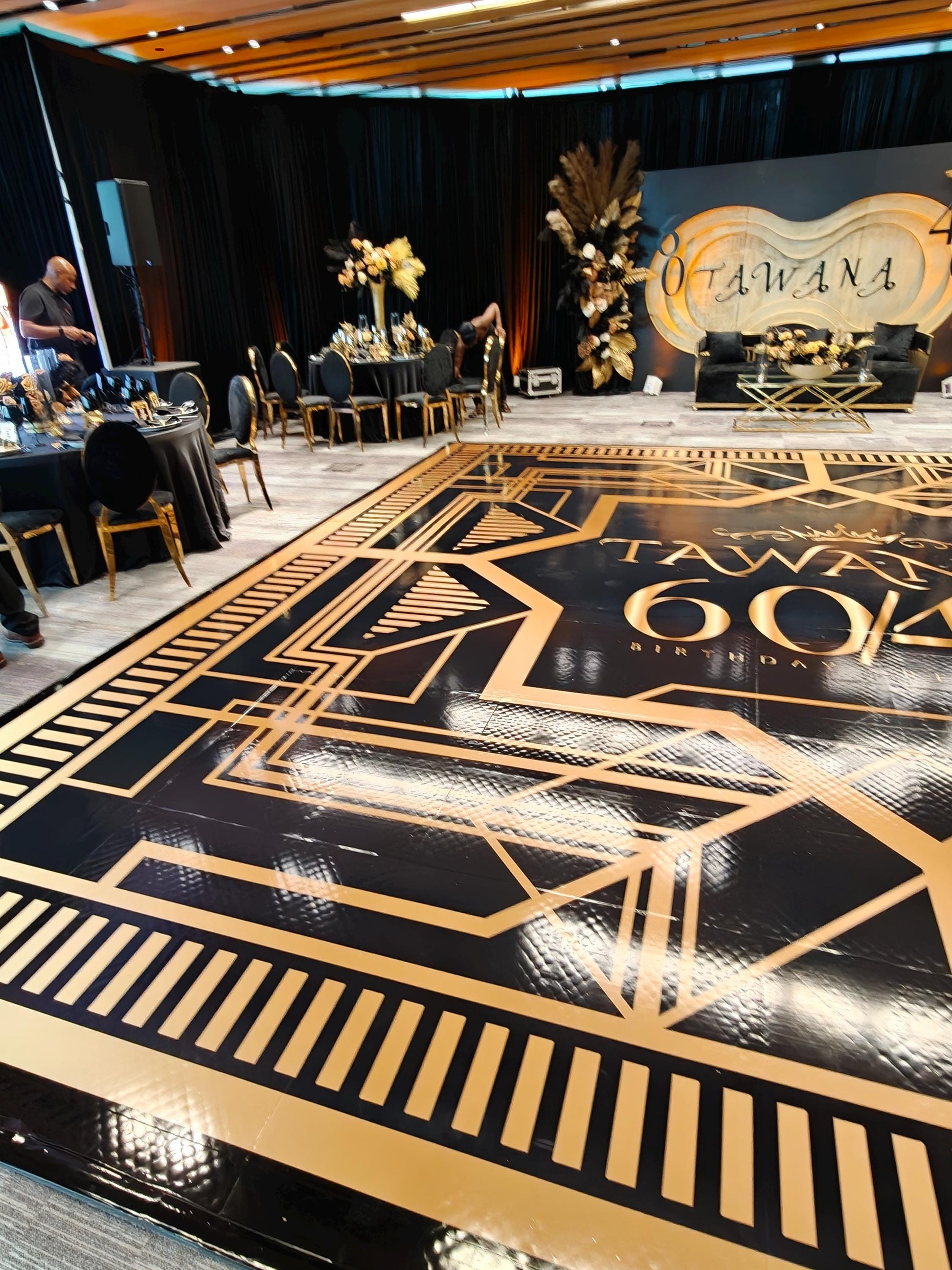 Customizable Great Gatsby Birthday Decal Dance Floor Wrap. Removable Vinyl. Covers entire dancefloor. Birthday Floor Wrap. Free Shipping