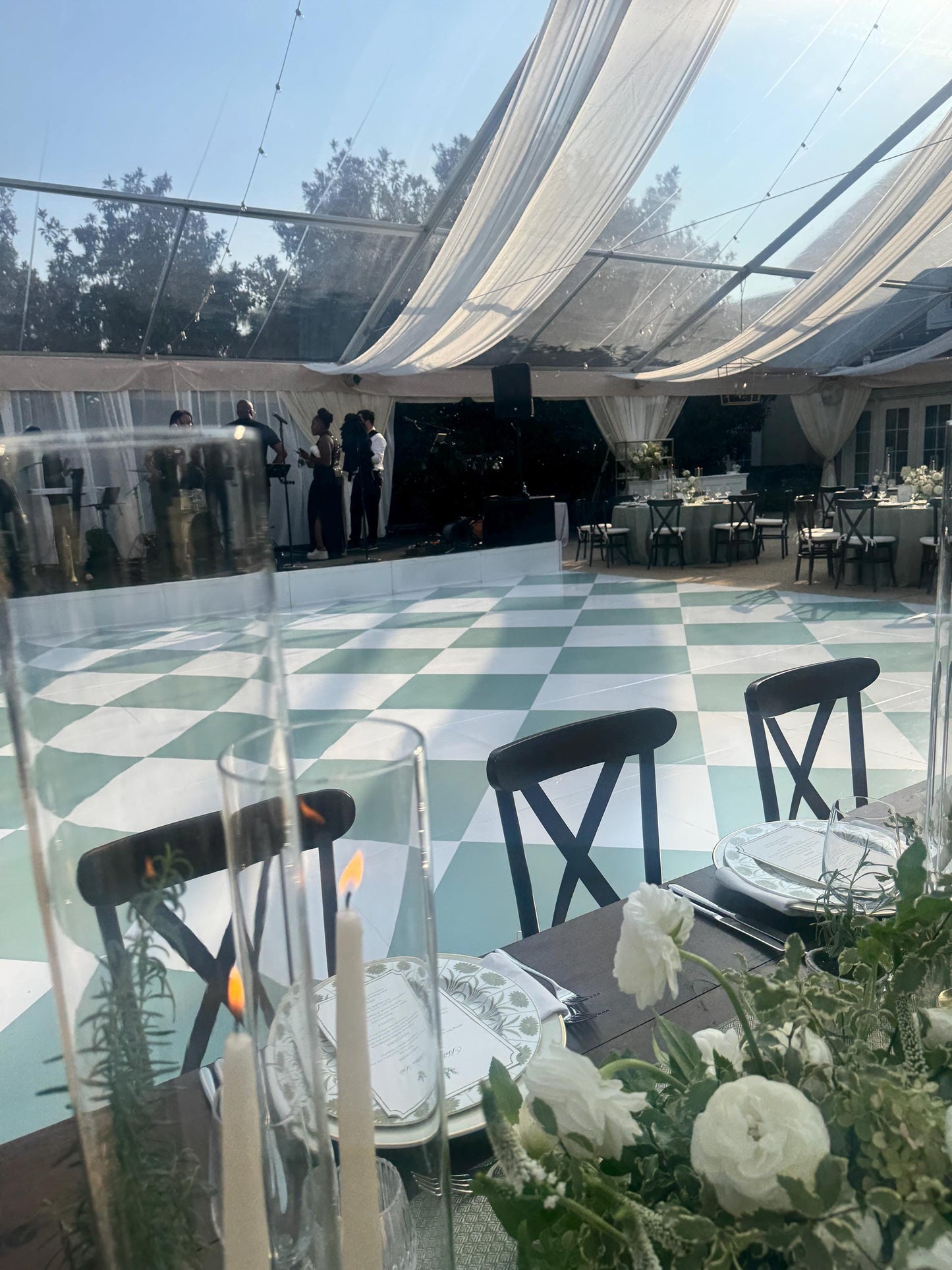 Green Diamond Checkerboard Decal Dance Floor Wrap. Gloss/ Matte. Removable Vinyl. Checkerboard design. Wedding logo. Free and Fast shipping