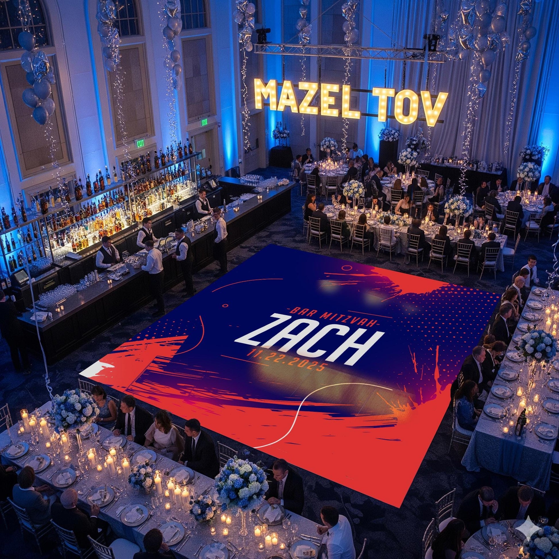 Customizable Bar Mitzvah Decal Dance Floor Wrap. Removable Vinyl. Covers Entire Dancefloor. Birthday Gloss/Matte. Bar Mitzvah. Free Shipping