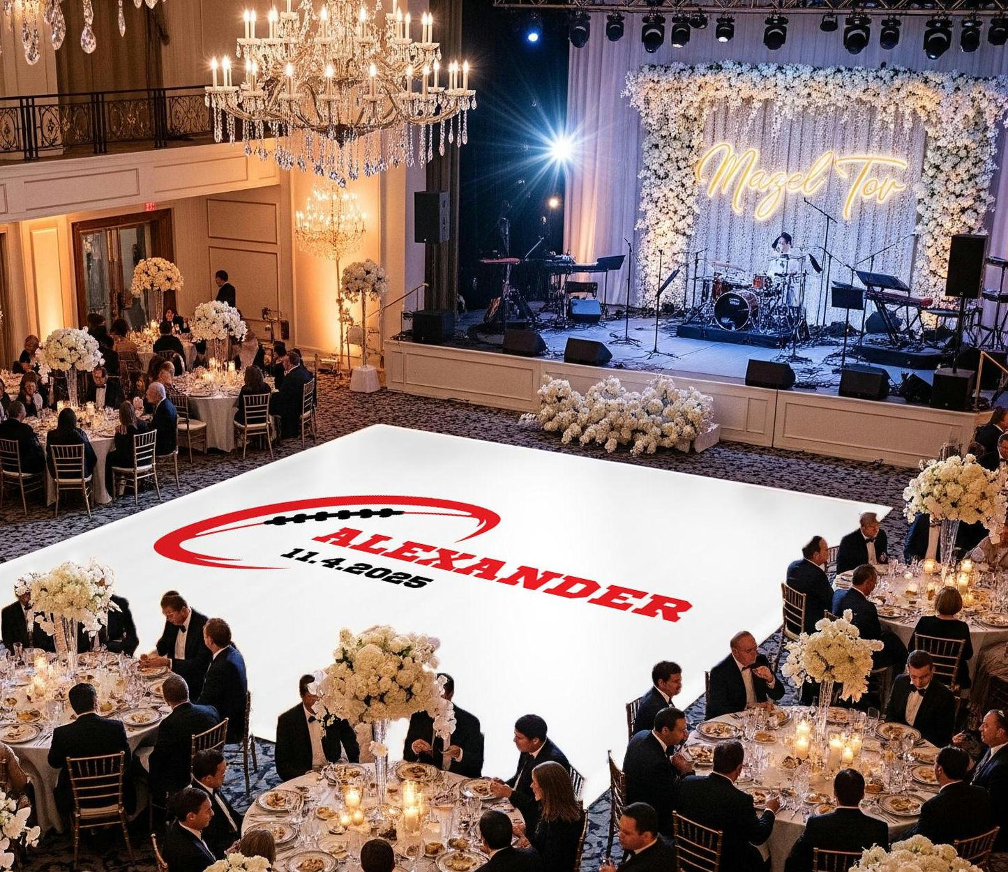Customizable Bar Mitzvah Decal Dance Floor Wrap. Removable Vinyl. Covers Entire Dancefloor. Birthday Gloss/Matte. Bar Mitzvah. Free Shipping