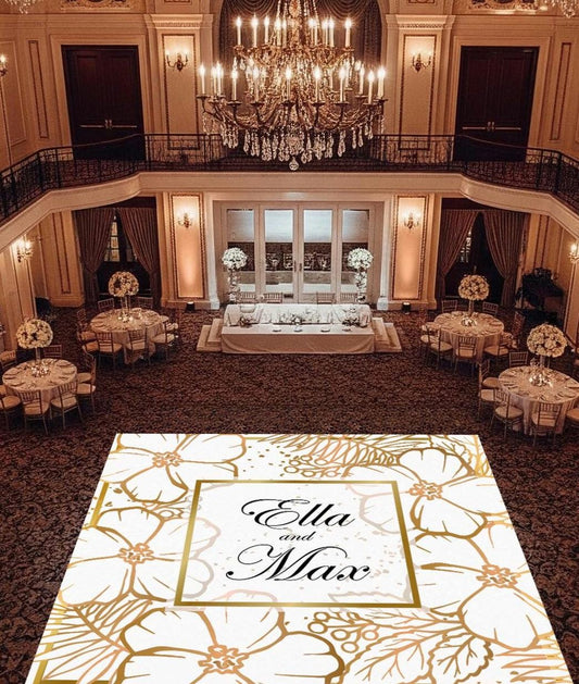 Custom Wedding Decal Dance Floor Wrap Gloss Removable Vinyl. Monogram Print and Vinyl to cover the entire dancefloor. Wedding logo design