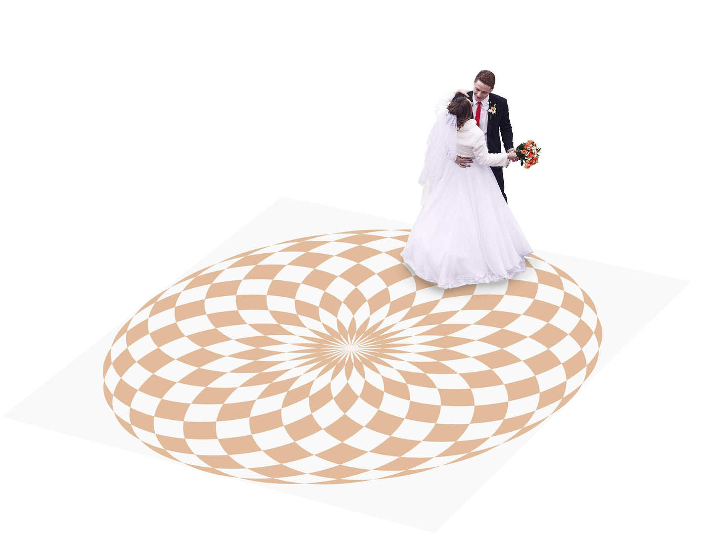 Circular Nude Color Checkerboard Decal Dance Floor Wrap| Removable Vinyl. Checkerboard design. Gloss and Matte. Fast and Free shipping