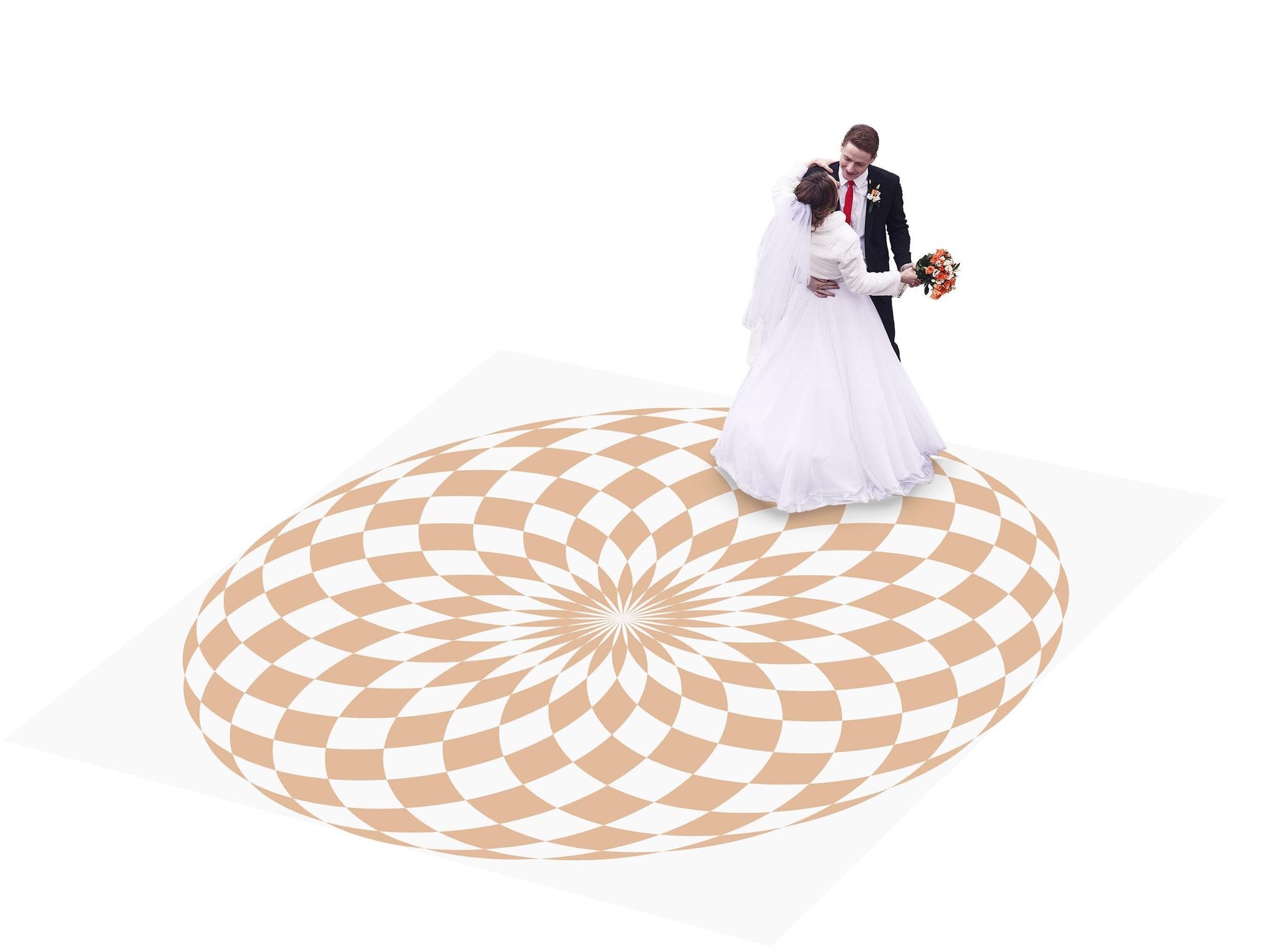 Circular Nude Color Checkerboard Decal Dance Floor Wrap| Removable Vinyl. Checkerboard design. Gloss and Matte. Fast and Free shipping