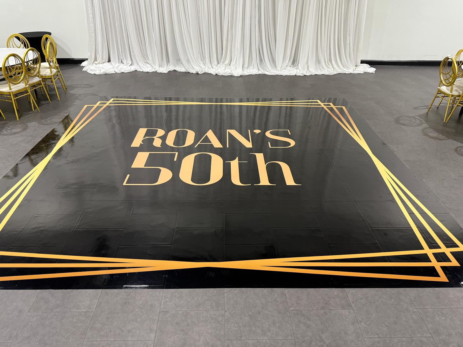 Customizable Birthday Decal Dance Floor Wrap. Removable Vinyl. Covers entire dancefloor. Birthday Gloss/Matte Floor Wrap. Free Shipping