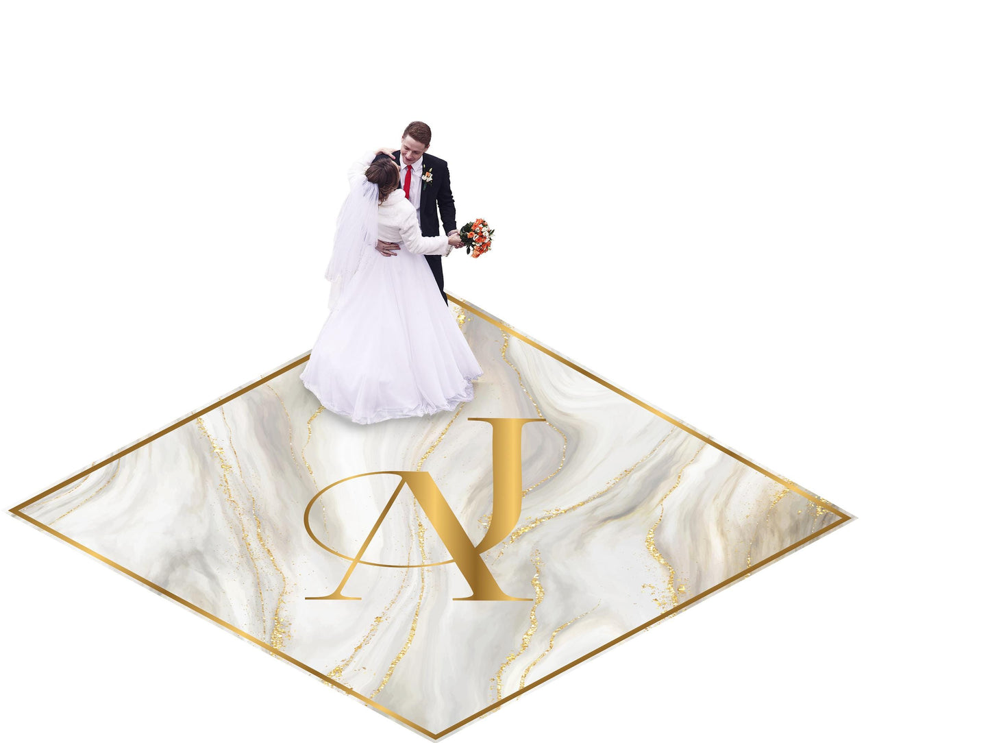 Custom Diamond Shaped Design Wedding Decal Dance Floor Wrap Gloss Removable Vinyl. Monogram Print & Vinyl to cover the entire dancefloor.