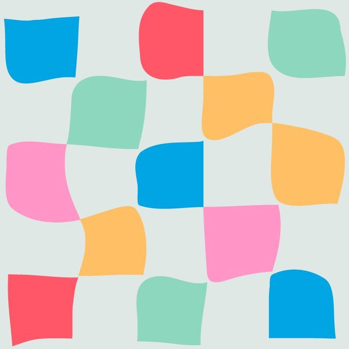 Hand-Drawn Colorful Checkerboard Wedding Dance Floor Wrap Removable Vinyl. Checkerboard design. Gloss/Matte. Event logo. Free shipping