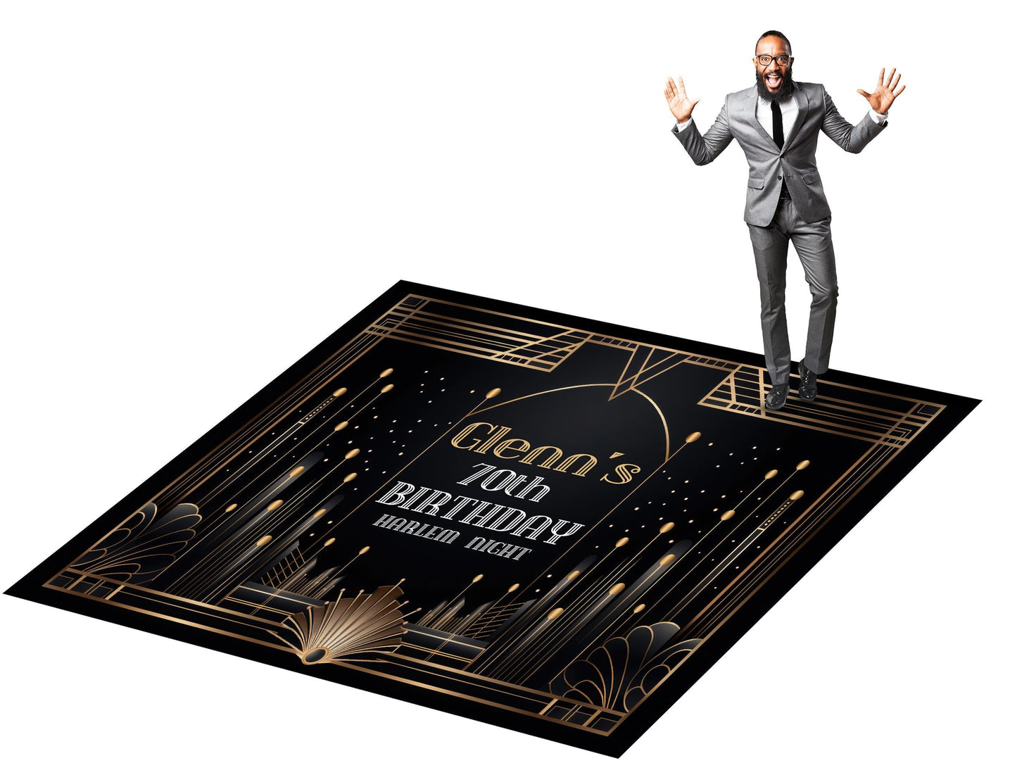 Customizable Birthday Great Gatsby Decal Dance Floor Wrap. Removable Vinyl. Birthday Gloss/Matte Floor Wrap. Free and Fast Shipping