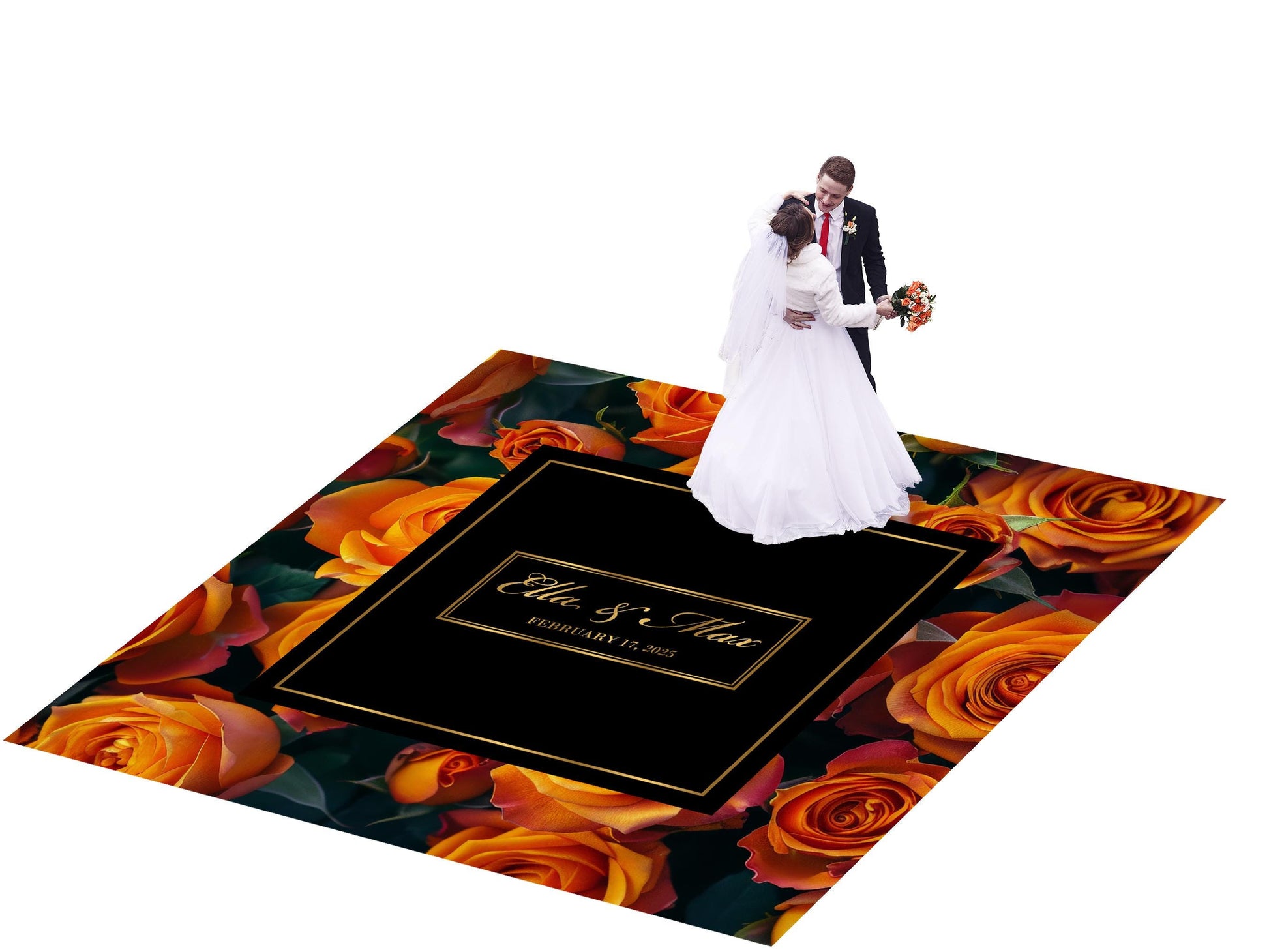Custom Wedding Decal Dance Floor Wrap Gloss Removable Vinyl. Monogram Print and Vinyl to cover the entire dancefloor. Wedding logo design