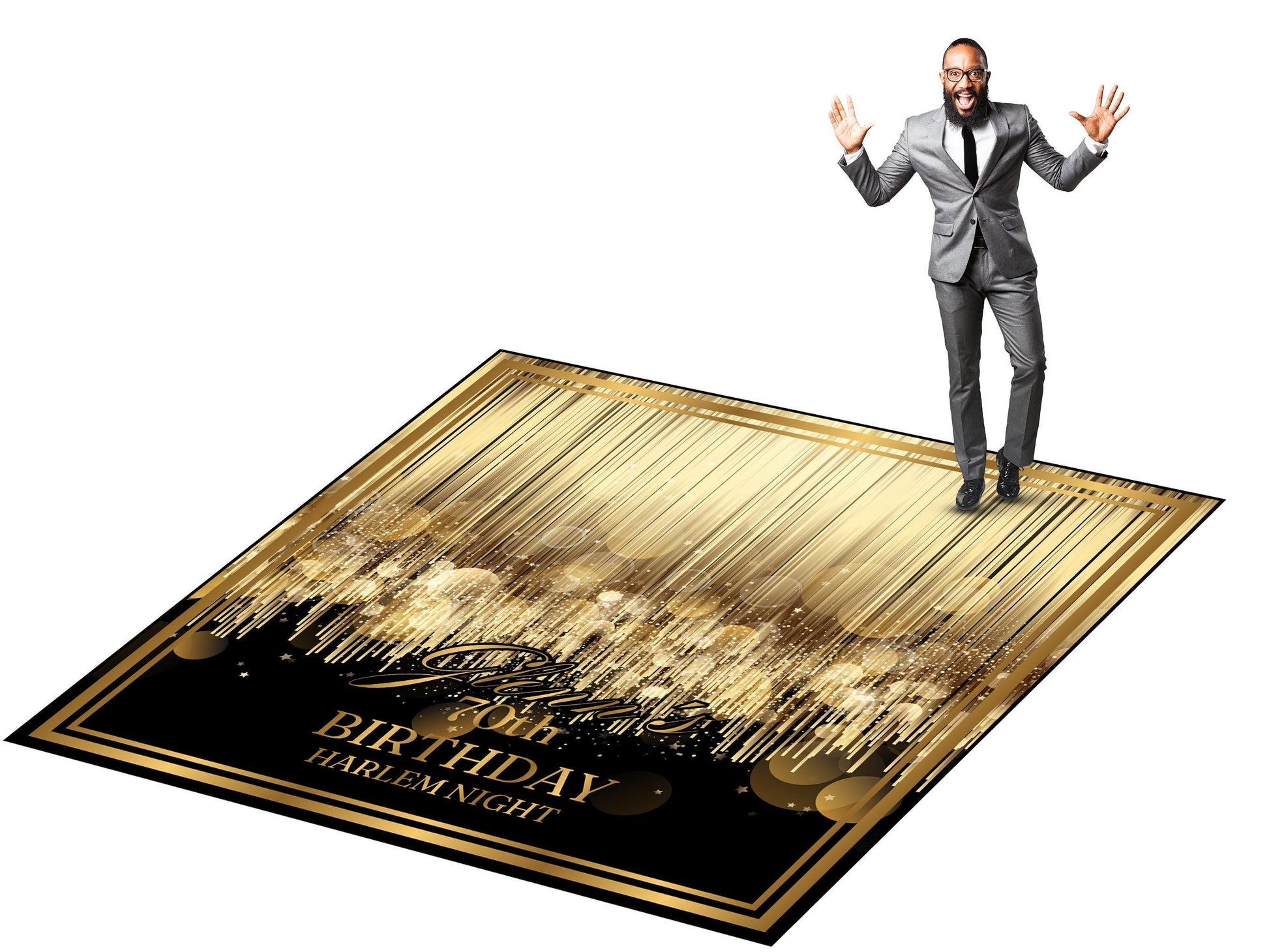 Customizable Birthday Decal Dance Floor Wrap. Removable Vinyl. Covers entire dancefloor. Birthday Gloss/Matte Floor Wrap. Free Shipping