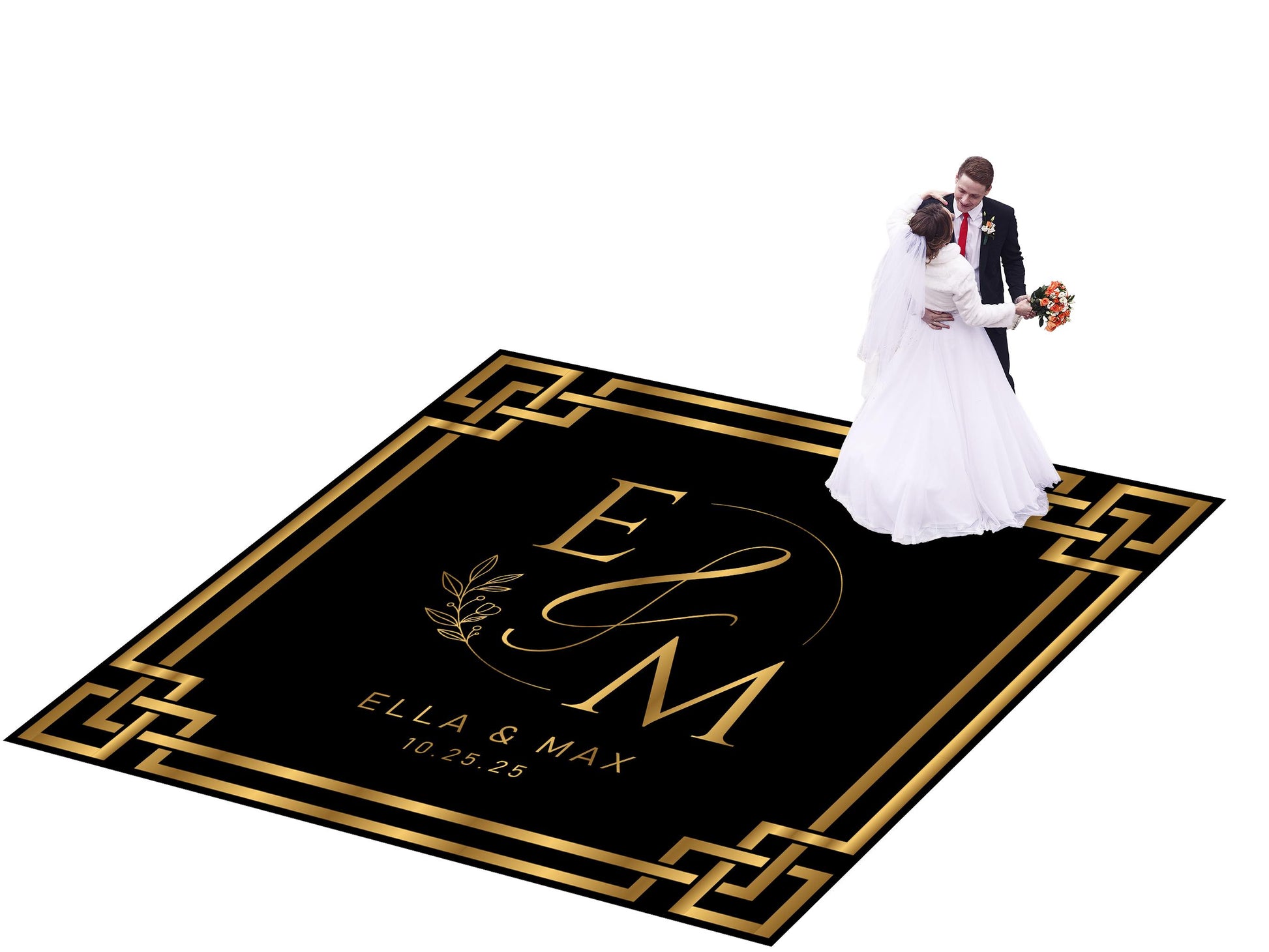 Custom Wedding Decal Dance Floor Wrap Gloss Removable Vinyl. Monogram Print and Vinyl to cover the entire dancefloor. Wedding logo design