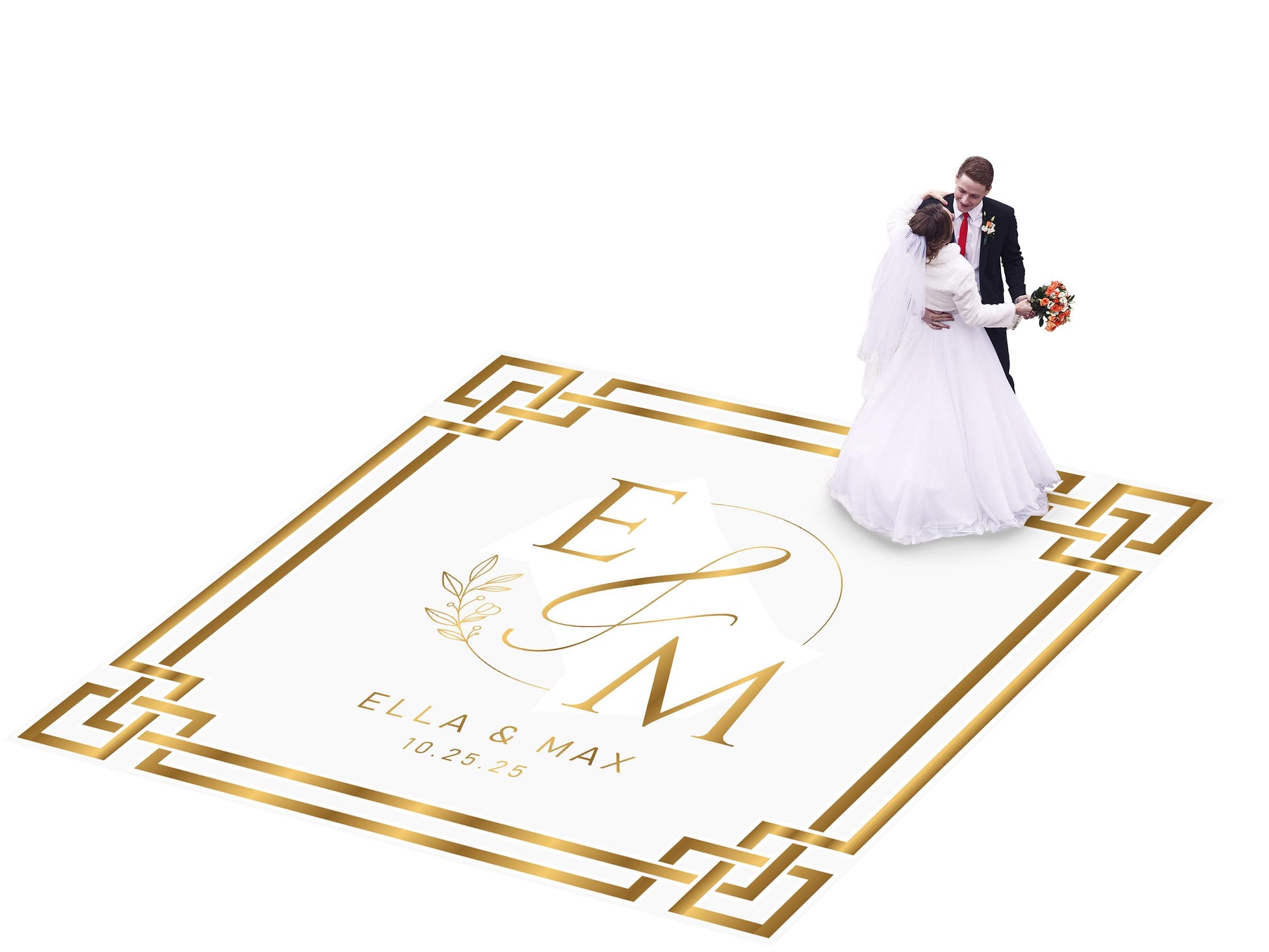 Custom Wedding Decal Dance Floor Wrap Gloss Removable Vinyl. Monogram Print and Vinyl to cover the entire dancefloor. Wedding logo design
