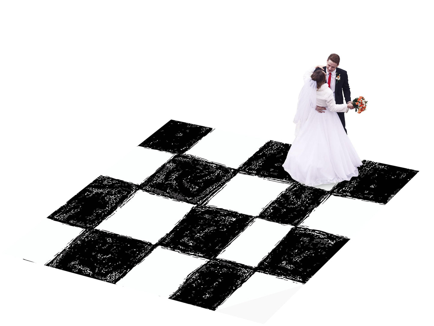 Fun and Quirky Hand-Drawn Black & White Checkerboard Wedding Dance Floor Wrap Removable Vinyl. Checkerboard. Gloss/Matte. Free shipping