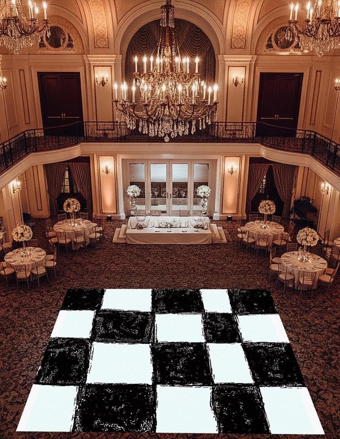 Fun and Quirky Hand-Drawn Black & White Checkerboard Wedding Dance Floor Wrap Removable Vinyl. Checkerboard. Gloss/Matte. Free shipping