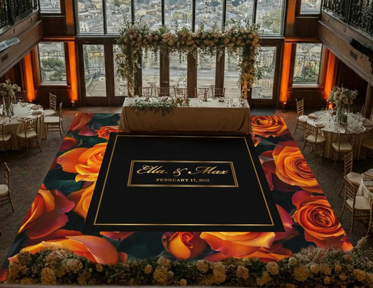 Custom Wedding Decal Dance Floor Wrap Gloss Removable Vinyl. Monogram Print and Vinyl to cover the entire dancefloor. Wedding logo design