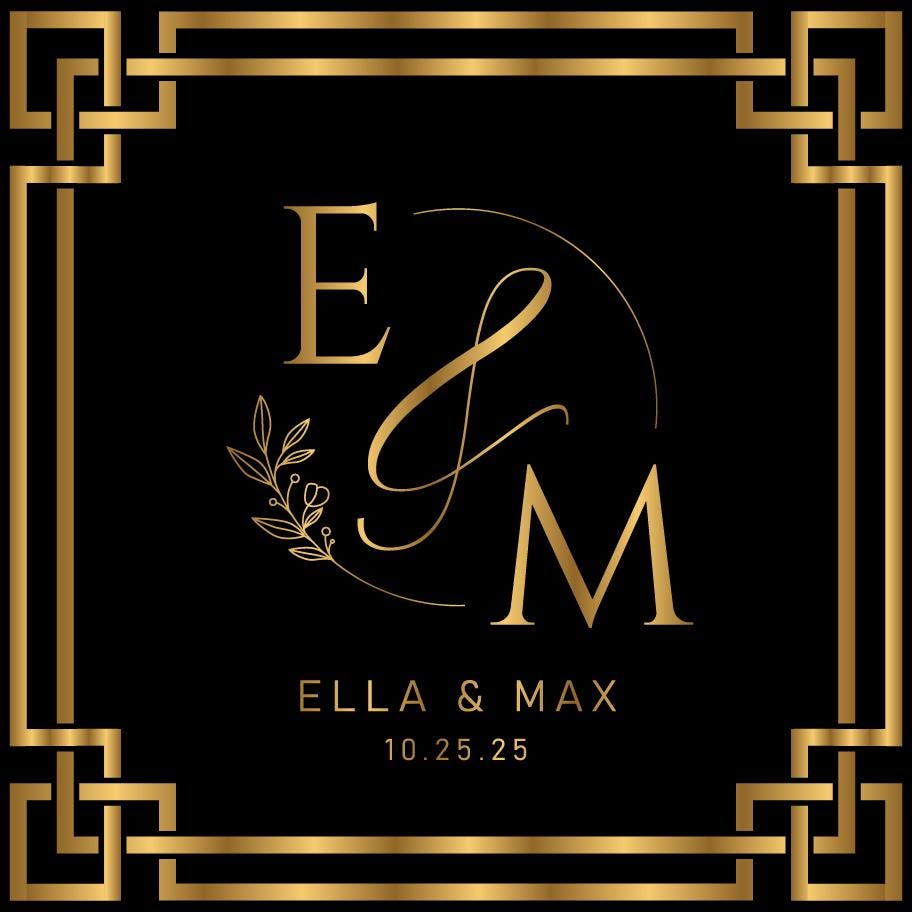 Custom Wedding Decal Dance Floor Wrap Gloss Removable Vinyl. Monogram Print and Vinyl to cover the entire dancefloor. Wedding logo design