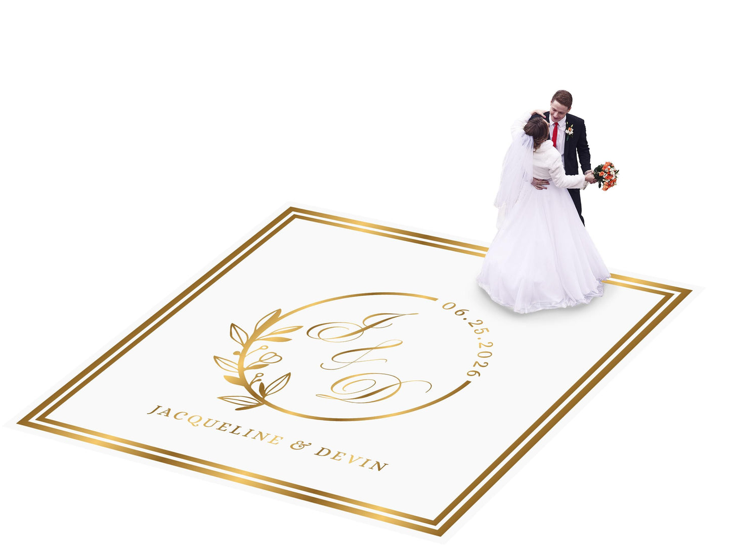 Custom Monogram Wedding Dance Floor Decal, Removable Vinyl Wrap