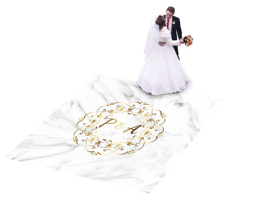 Custom Wedding Decal Dance Floor Wrap Gloss Removable Vinyl. Monogram Print and Vinyl to cover the entire dancefloor. Wedding logo design