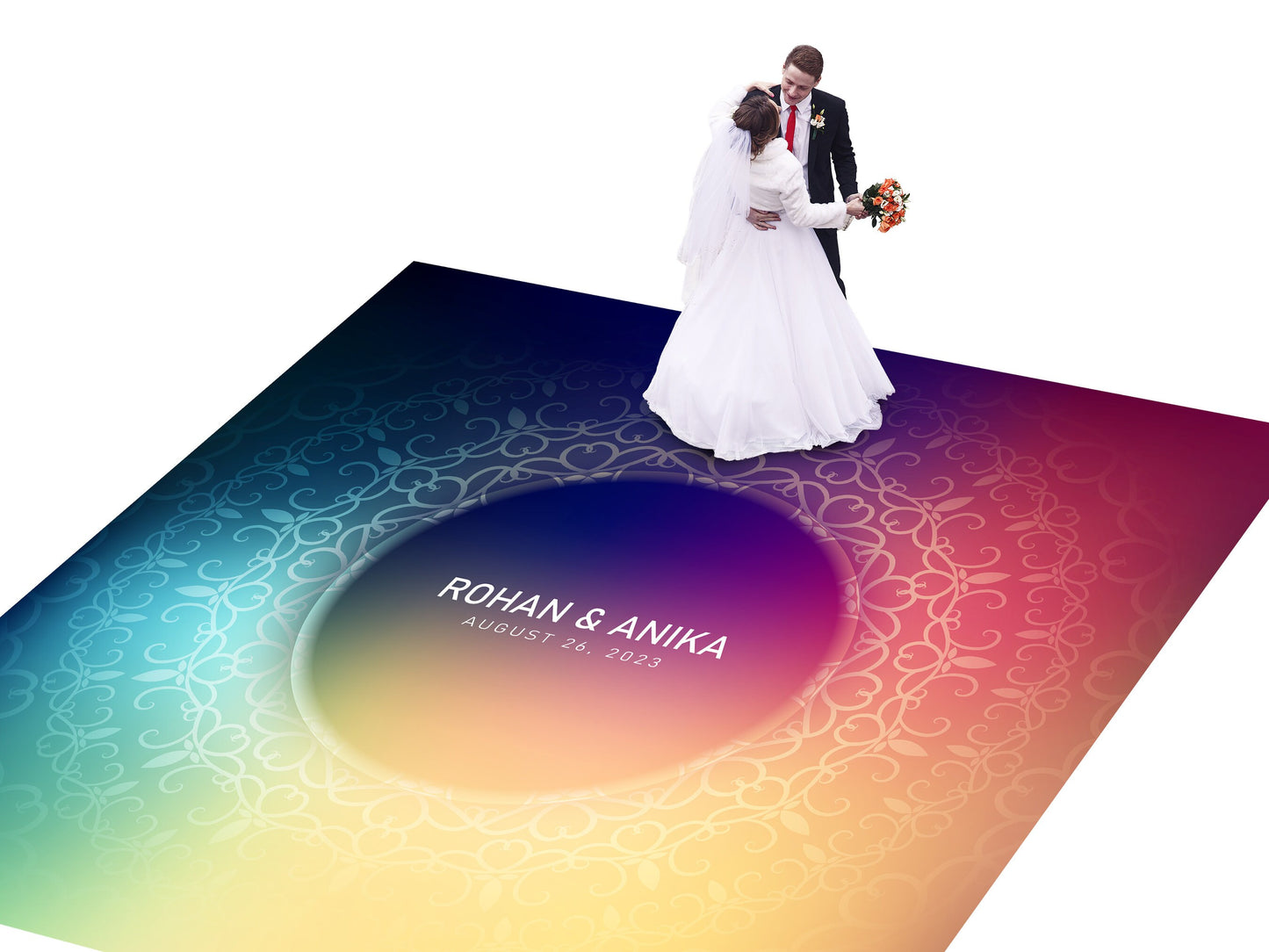 Indian Wedding Mehdi Mandala Sangeet Full Color Dancefloor print. Dancefloor Gloss/Matte Wrap Removable Vinyl. Print to cover dancefloor