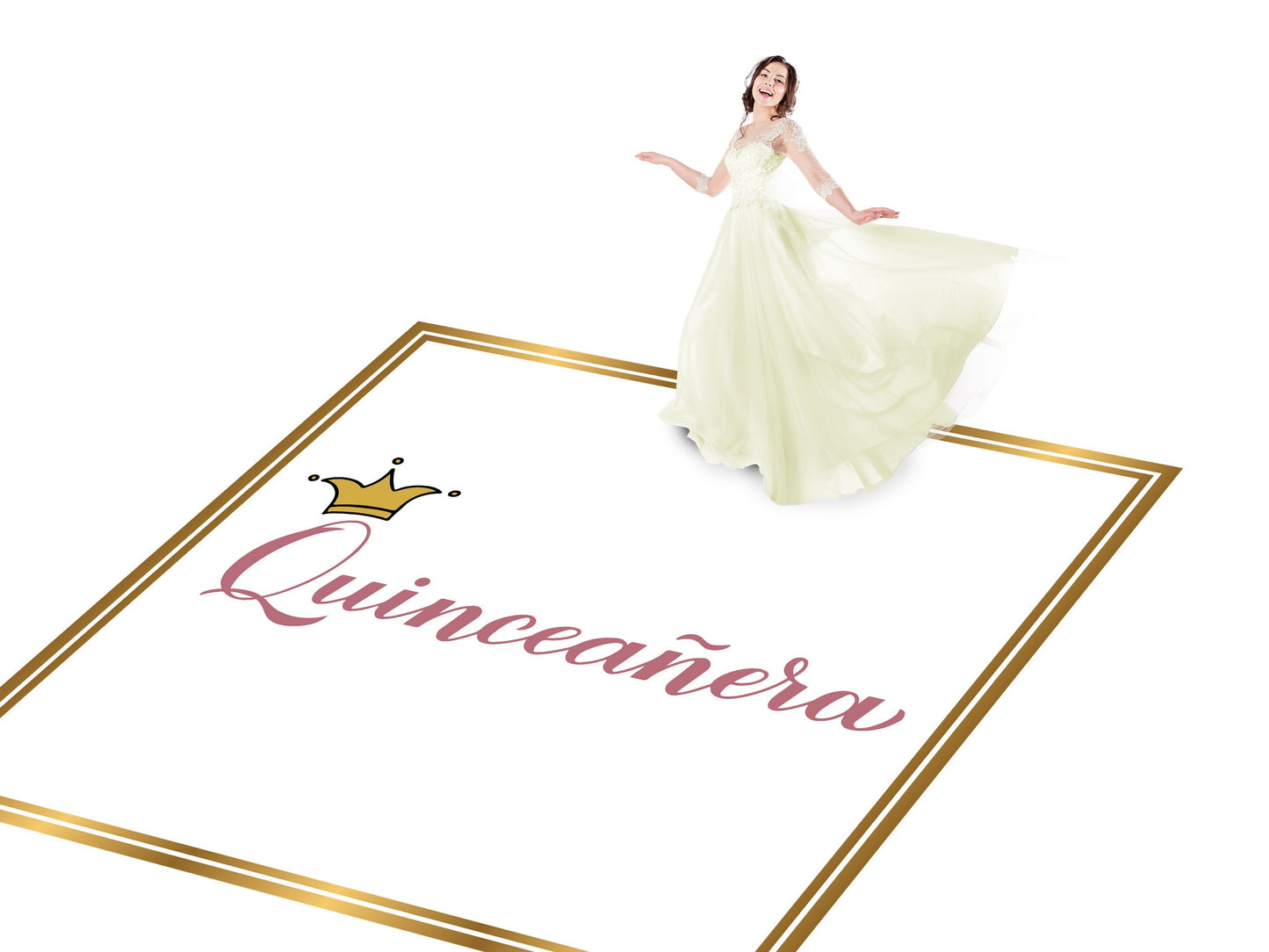 Customizable Gorgeous Quinceanera Dance Floor Wrap Gloss Removable Vinyl. Print and Vinyl to cover the entire dancefloor. Mis Quince anos