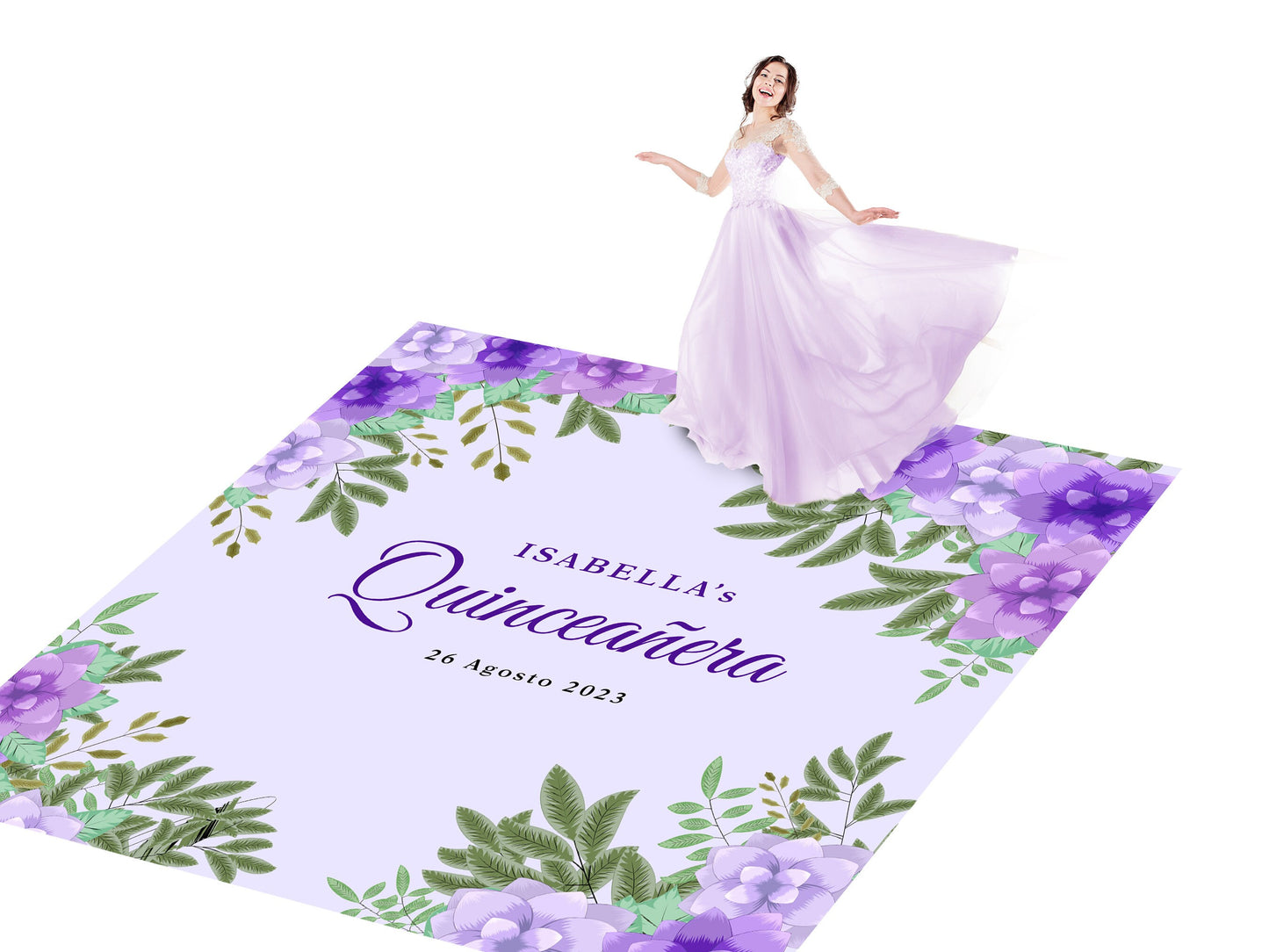 Customizable Gorgeous Quinceanera Dance Floor Wrap Gloss Removable Vinyl. Print and Vinyl to cover the entire dancefloor. Mis Quince anos