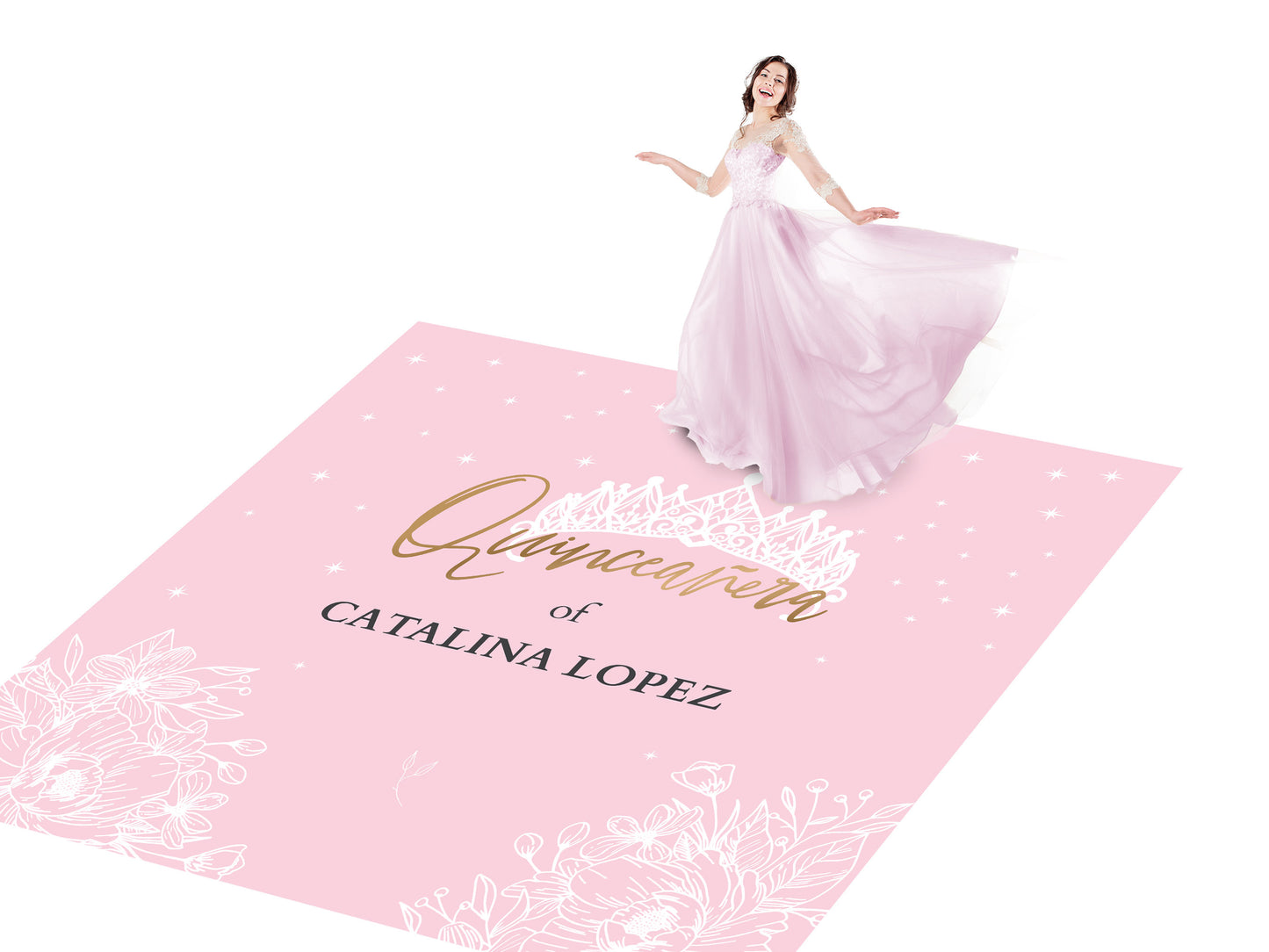 Customizable Gorgeous Quinceanera Dance Floor Wrap Gloss Removable Vinyl. Print and Vinyl to cover the entire dancefloor. Mis Quince anos