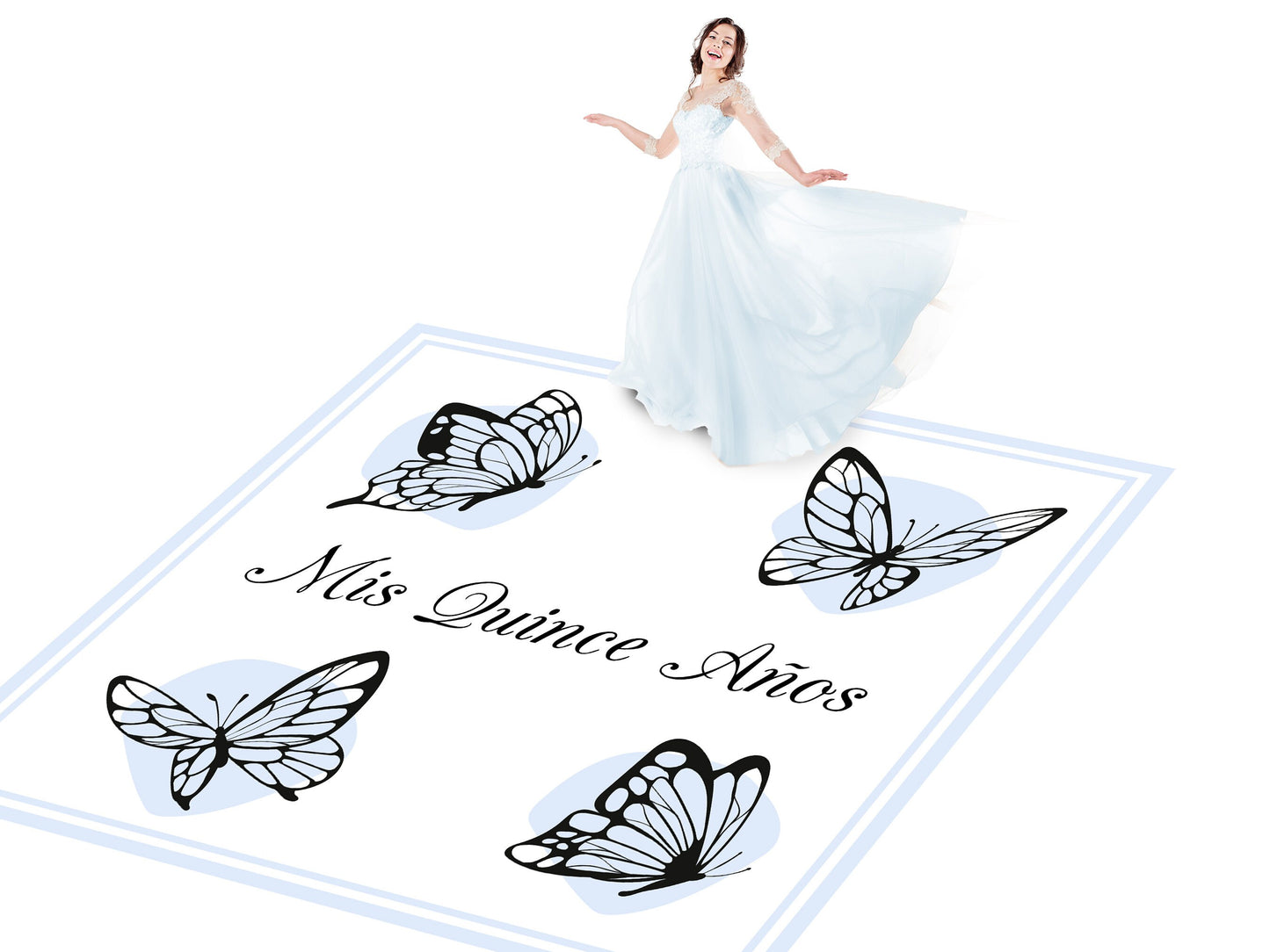 Customizable Gorgeous Quinceanera Dance Floor Wrap Gloss Removable Vinyl. Print and Vinyl to cover the entire dancefloor. Mis Quince anos