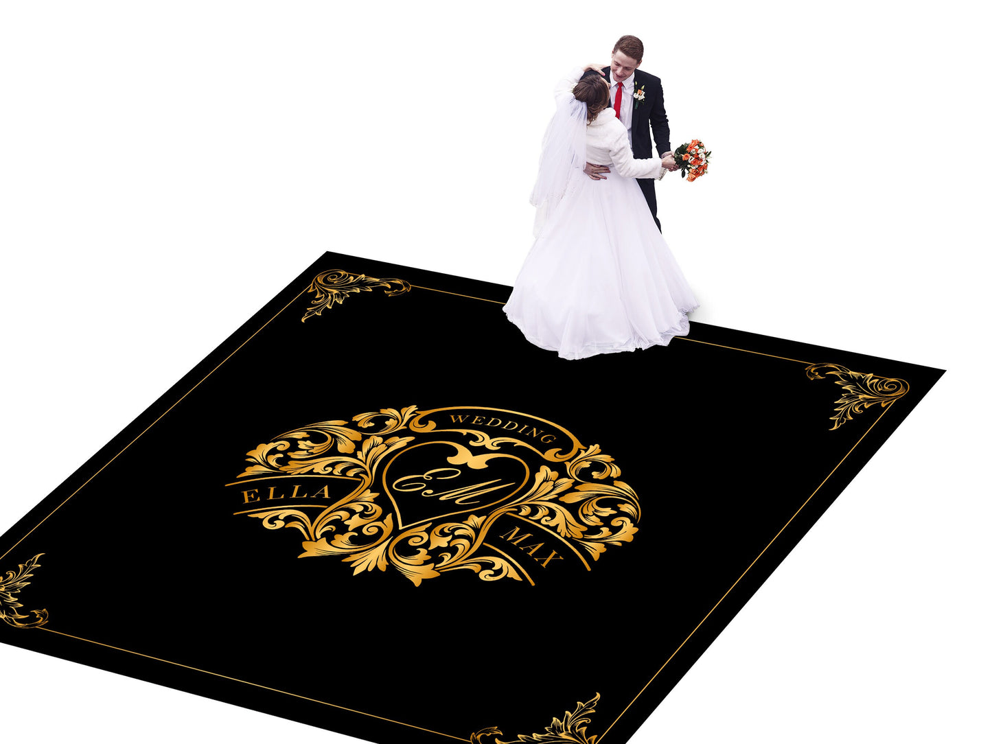 Custom Wedding Decal Dance Floor Wrap Gloss Removable Vinyl. Monogram Print and Vinyl to cover the entire dancefloor. Wedding logo design