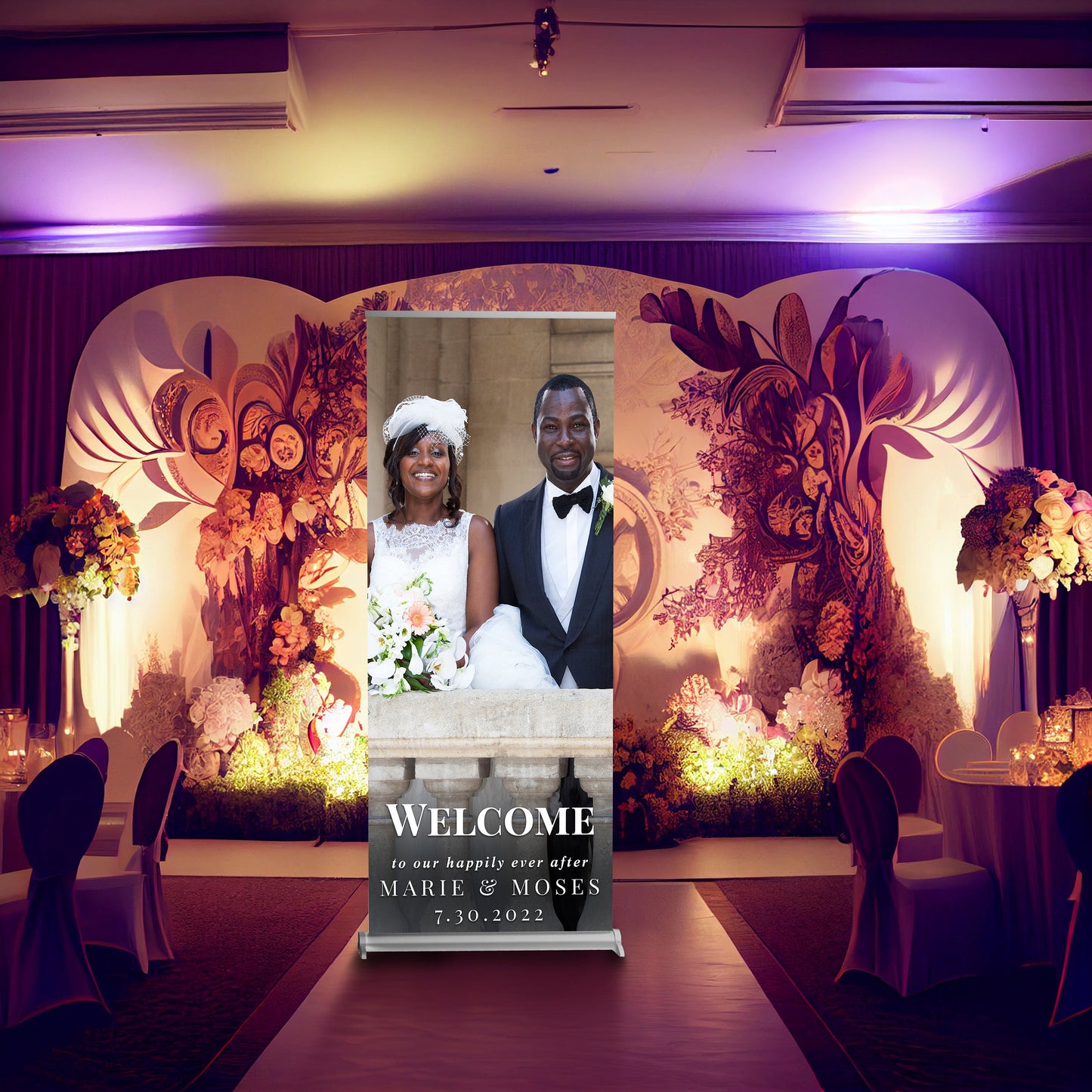 Wedding Welcome Sign Banner Photo & Logo. Retractable Banner, Custom Roll Up Banner, Sign Display, Retractable High Quality. FREE SHIPPING!