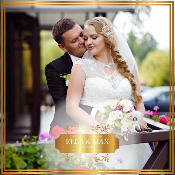 Super Unique Custom Wedding Photo Portrait Dance Floor Wrap Design. Removable Vinyl. Floor Wrap Print to cover the dancefloor. Wedding logo