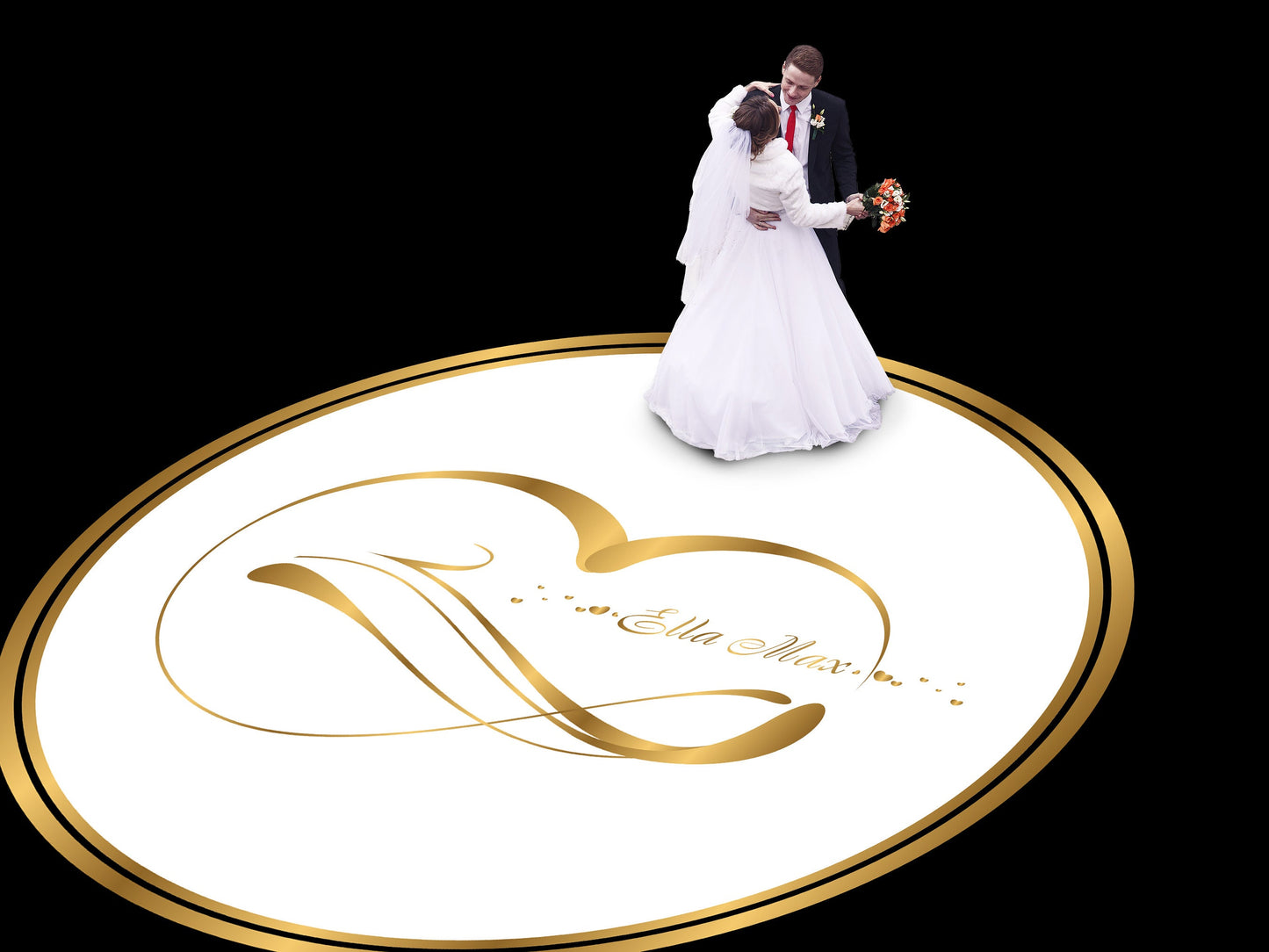 Unique Circular Custom Wedding Decal Dance Floor Wrap. Gloss Removable Vinyl. Wedding Floor designs that cover the dancefloor. Free Shipping