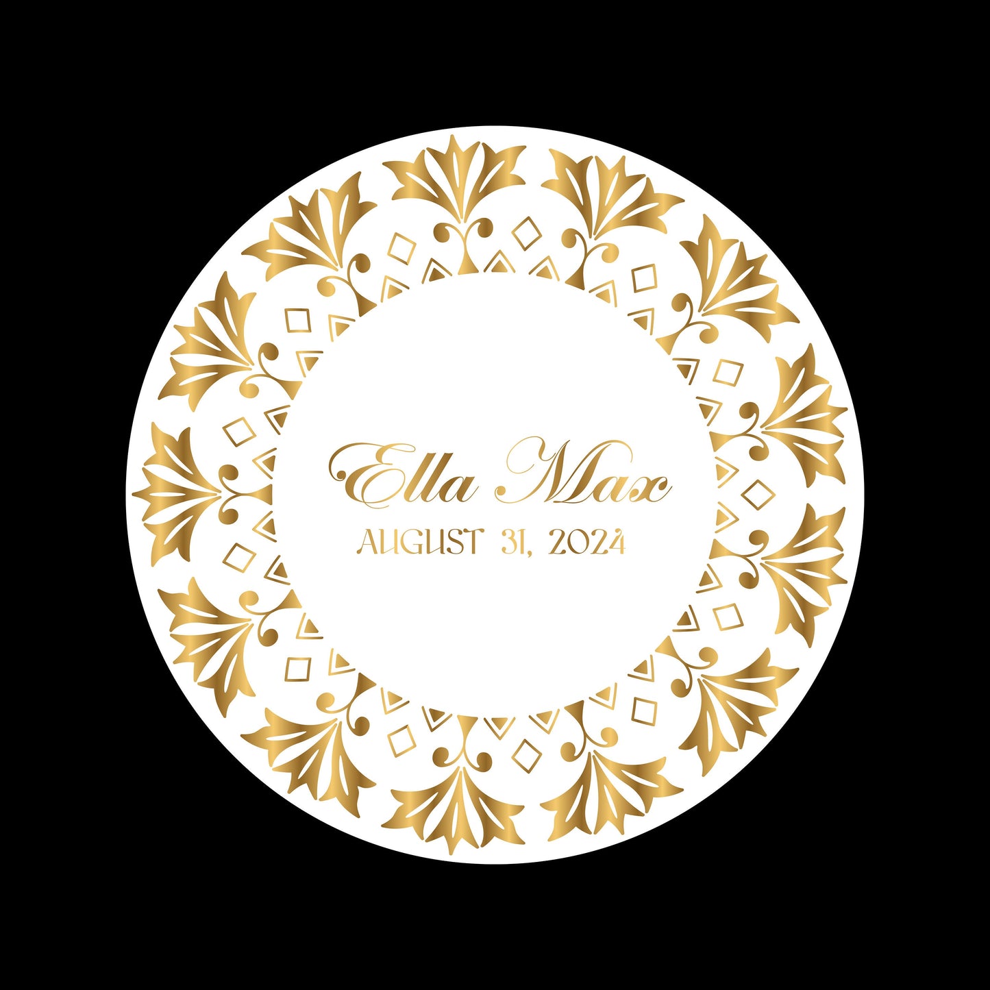 Unique Circular Custom Wedding Decal Dance Floor Wrap. Gloss Removable Vinyl. Wedding Floor designs that cover the dancefloor. Free Shipping