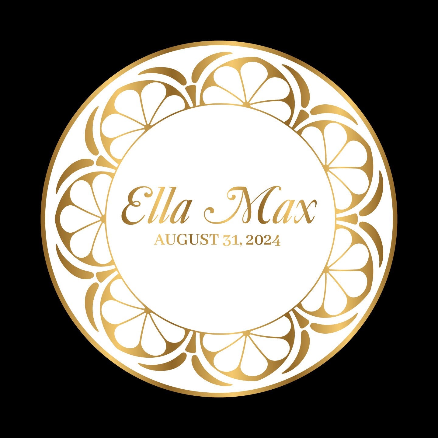 Unique Circular Custom Wedding Decal Dance Floor Wrap. Gloss Removable Vinyl. Wedding Floor designs that cover the dancefloor. Free Shipping