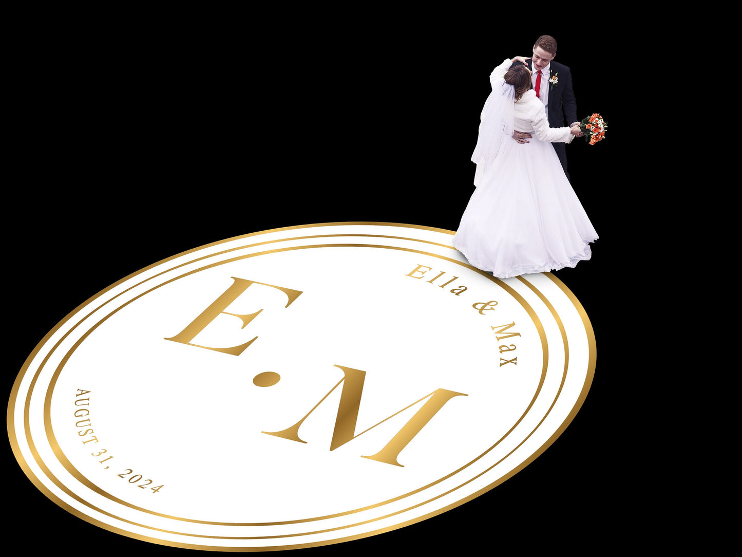 Unique Circular Custom Wedding Decal Dance Floor Wrap. Gloss Removable Vinyl. Wedding Floor designs that cover the dancefloor. Free Shipping
