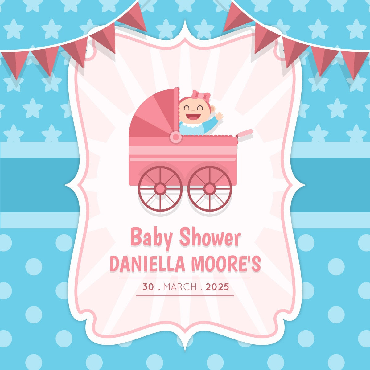 Customizable Baby Shower Decal Dance Floor Wrap Gloss Removable Vinyl. Vinyl to cover the entire dancefloor. Baby Shower party logo design