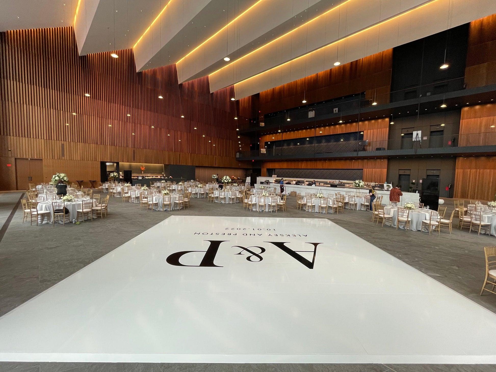 Custom Wedding Decal Dance Floor Wrap Gloss Removable Vinyl. Monogram Print and Vinyl to cover the entire dancefloor. Wedding logo design