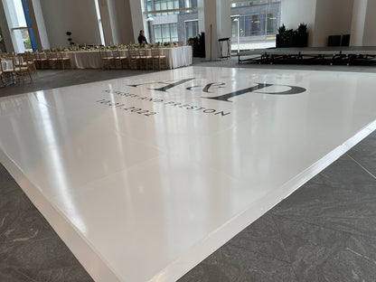Custom Wedding Decal Dance Floor Wrap Gloss Removable Vinyl. Monogram Print and Vinyl to cover the entire dancefloor. Wedding logo design