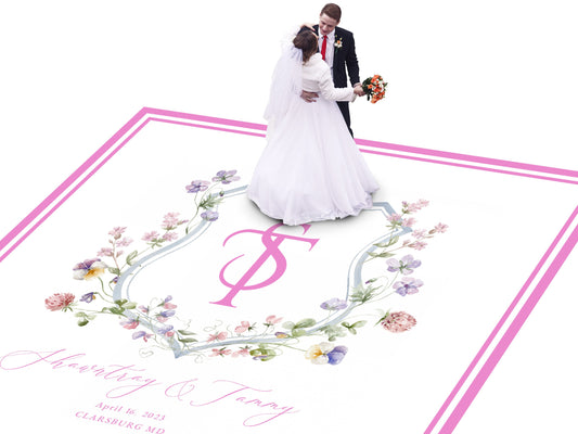 Full Print Custom Wedding Decal Dance Floor Wrap Gloss Removable Vinyl. Wedding Dancefloor design. Free Shipping