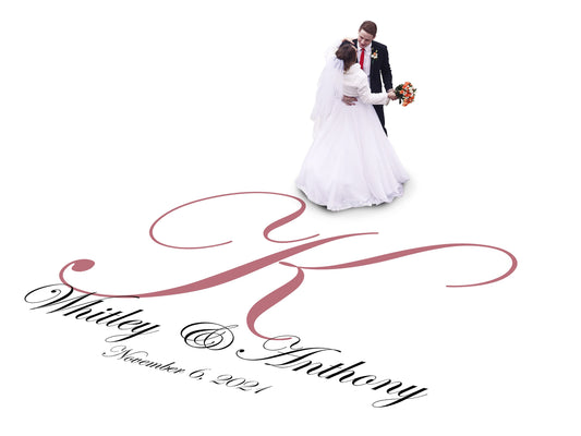 Custom Wedding Decal Dance Floor Wrap Gloss Removable Vinyl. Monogram Print and Vinyl to cover the entire dancefloor. Wedding logo design