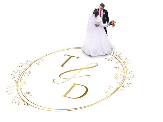 Custom Wedding Decal Dance Floor Wrap Gloss Removable Vinyl. Monogram Print and Vinyl to cover the entire dancefloor. Wedding logo design