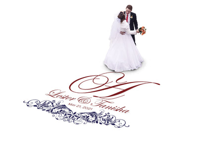 Custom Wedding Decal Dance Floor Wrap Gloss Removable Vinyl. Monogram Print and Vinyl to cover the entire dancefloor. Wedding logo design