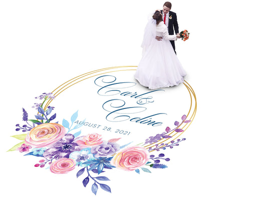 Custom Wedding Decal Dance Floor Wrap Gloss Removable Vinyl. Monogram Print and Vinyl to cover the entire dancefloor. Wedding logo design