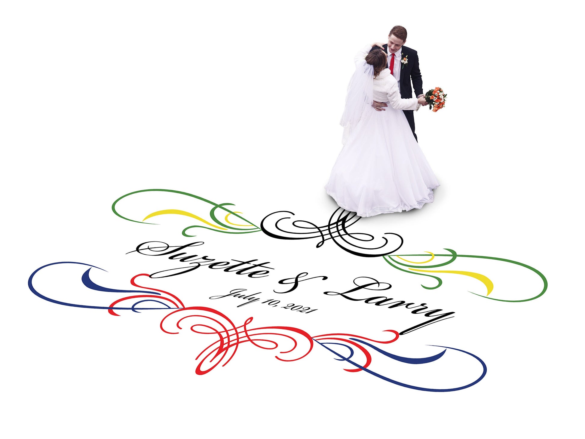 Custom Wedding Decal Dance Floor Wrap Gloss Removable Vinyl. Monogram Print and Vinyl to cover the entire dancefloor. Wedding logo design