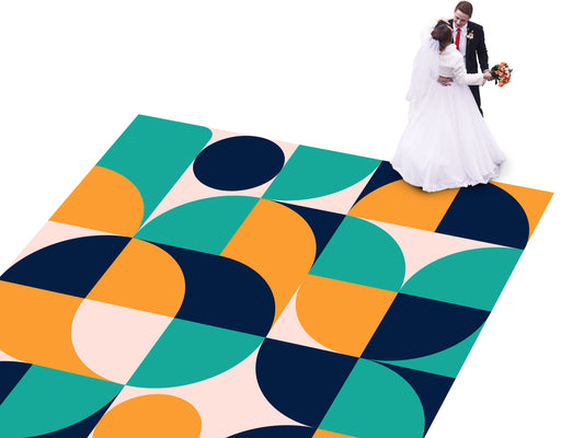 Geometric pattern Custom Wedding Dance Floor Wrap Gloss Removable Vinyl. Monogram Print & Vinyl to cover the dancefloor. Wedding logo design