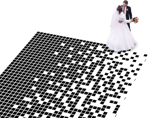 Geometric pattern Custom Wedding Dance Floor Wrap Gloss Removable Vinyl. Monogram Print & Vinyl to cover the dancefloor. Wedding logo design