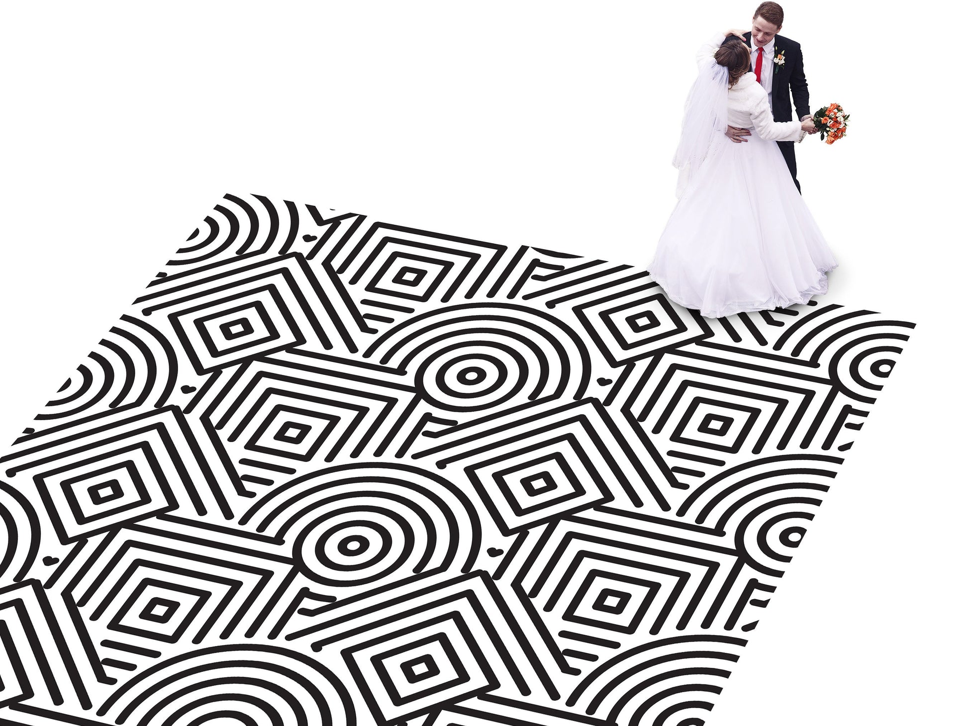 Geometric pattern Custom Wedding Dance Floor Wrap Gloss Removable Vinyl. Monogram Print & Vinyl to cover the dancefloor. Wedding logo design