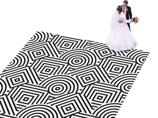 Geometric pattern Custom Wedding Dance Floor Wrap Gloss Removable Vinyl. Monogram Print & Vinyl to cover the dancefloor. Wedding logo design