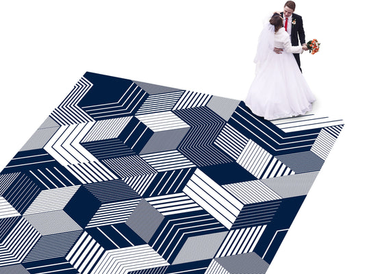 Geometric pattern Custom Wedding Dance Floor Wrap Gloss Removable Vinyl. Monogram Print & Vinyl to cover the dancefloor. Wedding logo design