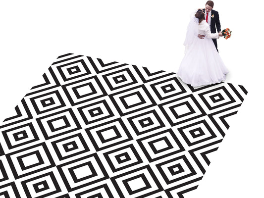 Geometric pattern Custom Wedding Dance Floor Wrap Gloss Removable Vinyl. Monogram Print & Vinyl to cover the dancefloor. Wedding logo design