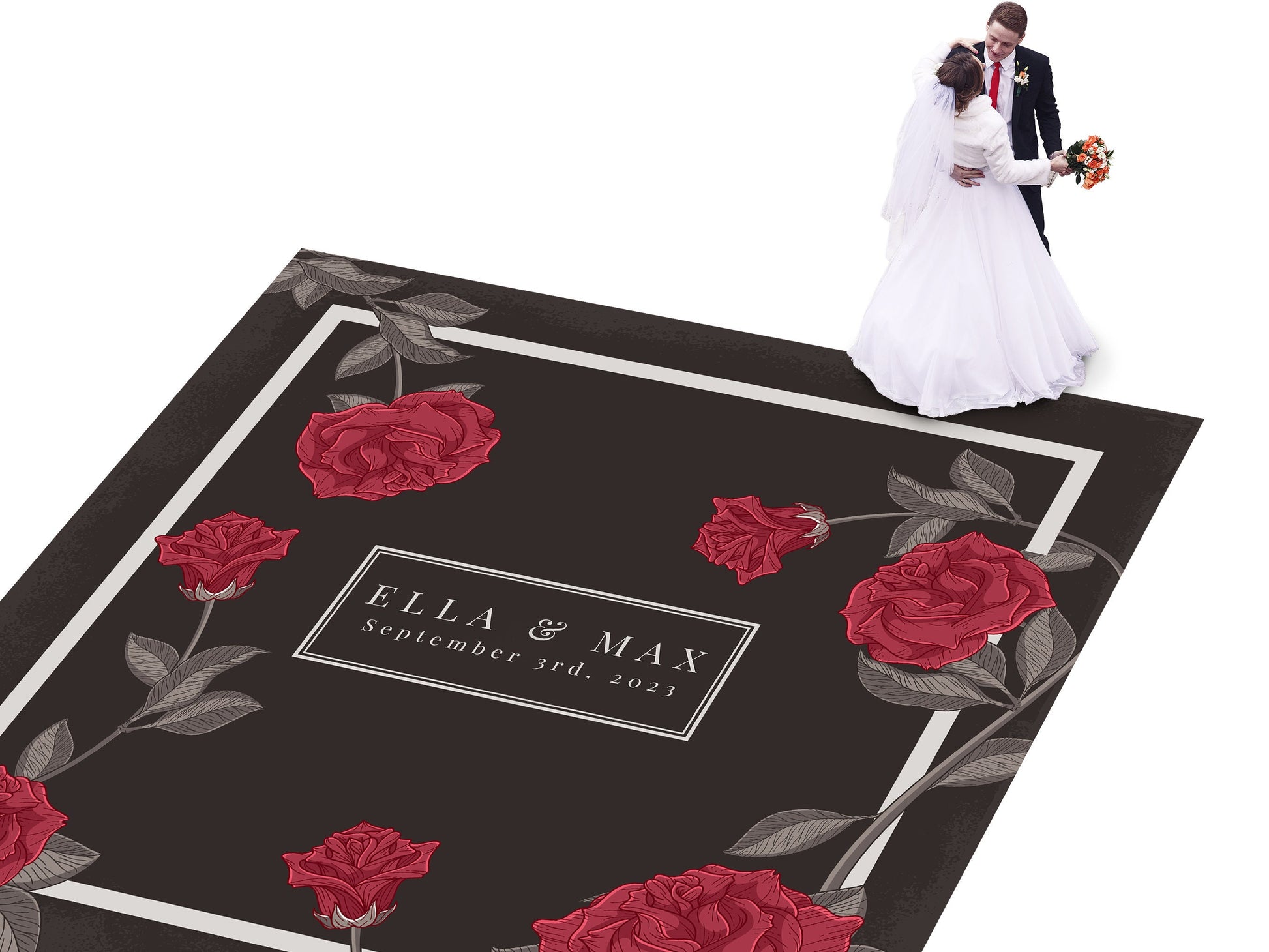 Custom Wedding Decal Dance Floor Wrap Gloss Removable Vinyl. Monogram Print and Vinyl to cover the entire dancefloor. Wedding logo design