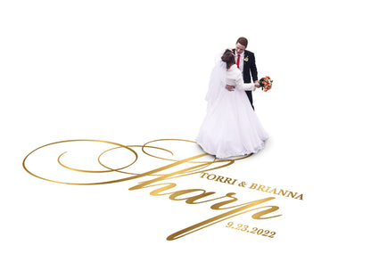 Custom Wedding Decal Dance Floor Wrap Gloss Removable Vinyl. Monogram Print and Vinyl to cover the entire dancefloor. Wedding logo design